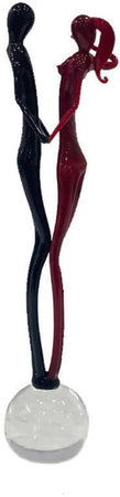 Amanti Medi Rosso E Nero in Vetro Di Murano Soprammobile 24 Cm Prodotto Fatto a Mano 100% in Vetro Di Murano Venezia
