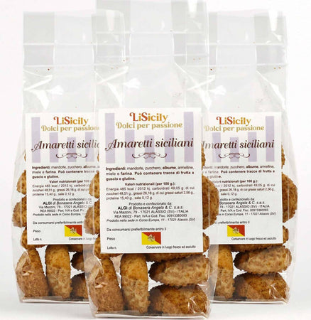 Amaretti Siciliani Artigianali Cuore Morbido e Granella Croccante 400gr. Amaretto 100% Mandorle Siciliane Di Nostra Produzione Biscotto Made In Italy Biscotti Sicilia Fatti a Mano alimentari LiSicily dolci per passione - Alassio, Commerciovirtuoso.it