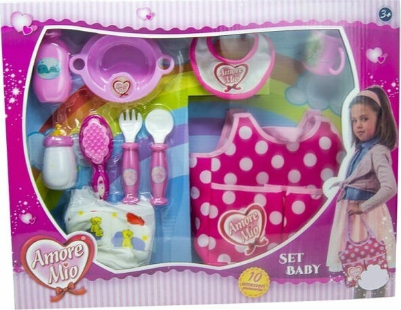 Amore Mio Set Baby Con Borsa Pannolino E Accessori Pappa Per Bambola Bambolotto Giochi e giocattoli/Bambole e accessori/Bambole Fashion e accessori/Accessori Trade Shop italia - Napoli, Commerciovirtuoso.it