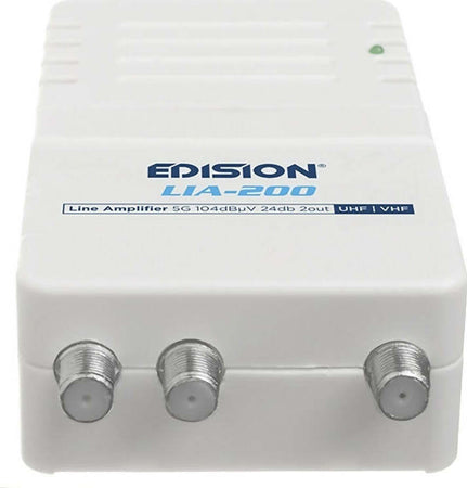 Amplificatore-Antenna-TV-di-linea-da-interno-24dB-UHF-VHF-con-filtro-5G-LTE-1-Ingresso-/-2-Uscite-EDISION-LIA-200