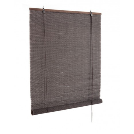 Tenda Anna Nero in bamboo, barre in legno e filo di poliestere copertura 75%
