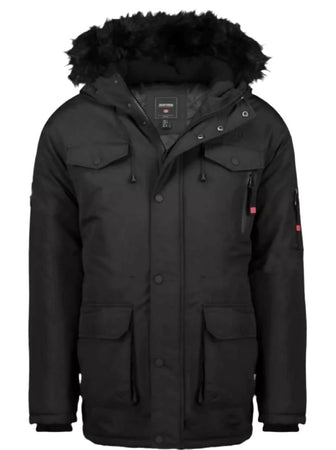 Anapurna-Norway-Parka-Uomo-Con-Cappuccio-Eco-Piumino-Imbottito-Tinta-Unita-Zip-E-Tasche-Collo-Eco-pelliccia-Rimovibile