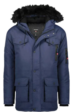 Anapurna-Norway-Parka-Uomo-Con-Cappuccio-Eco-Piumino-Imbottito-Tinta-Unita-Zip-E-Tasche-Collo-Eco-pelliccia-Rimovibile