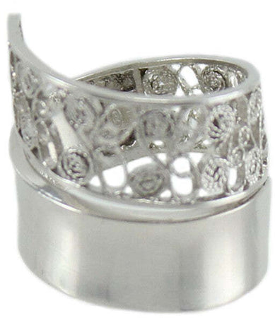 Anello fascia a nastro filigrana sarda in argento traforato e lucido