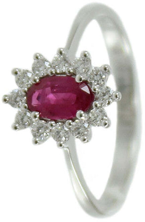 Anello Donna Classico Mirco Visconti in Oro Bianco Con Rubino E Diamanti 4,20 Grammi 1 Rubino Birmano Carati Totali 0,53 E Diamanti Taglio Brillante G Color vs Carati 0,25