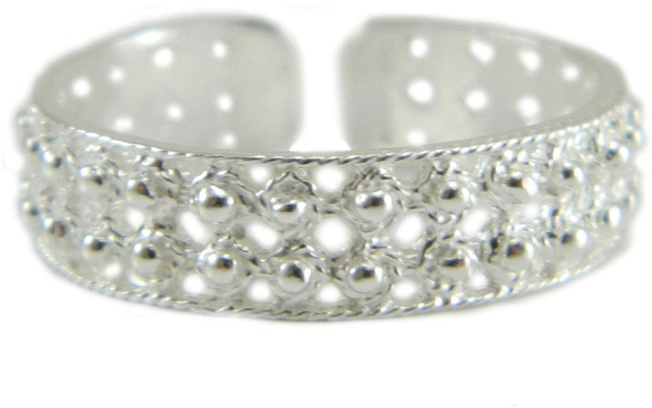 Anello fede sarda in argento due file a pallini traforata