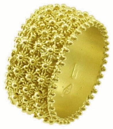 Anello filigrana sarda oro giallo 18 kt giro completo 3 file Gioiello Sardegna