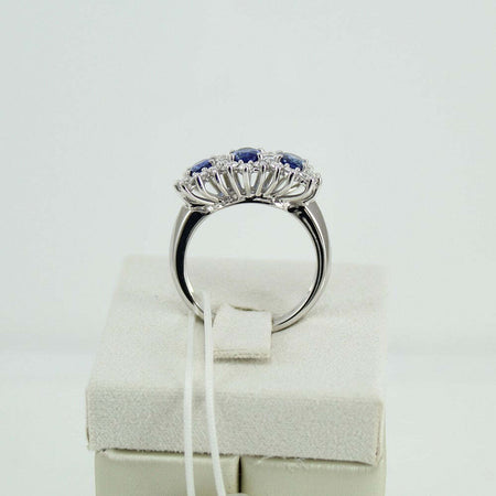 Anello Donna Mirco Visconti In Oro Bianco Zaffiri E Diamanti