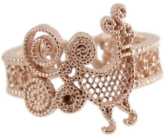 Anello Donna Pavoncella Sarda in Argento Rosè – Filigrana a Fascia Aperta – Tradizione Sardegna
