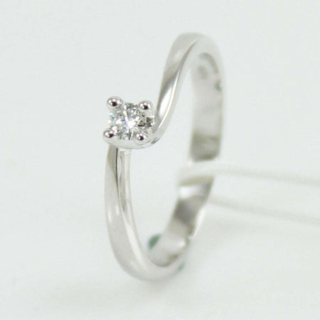 Anello donna solitario Mirco Visconti oro bianco con diamante 0.09 kt