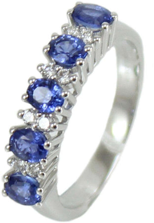 Anello donna veretta Mirco Visconti in oro bianco zaffiri e diamanti.