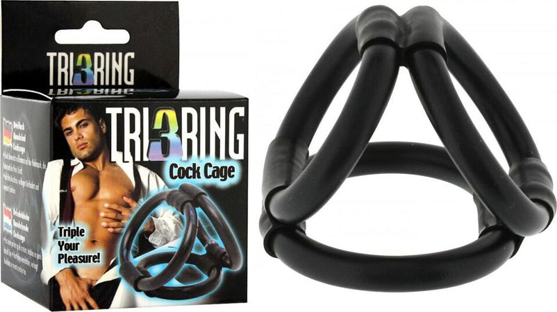 Anello Fallico Triplo In TPR Nero Gabbia per Pene Tri Ring Cock Cage Salute e cura della persona/Erotismo e contraccezione/Bondage/Gabbie per pene Kondorama - Martinsicuro, Commerciovirtuoso.it