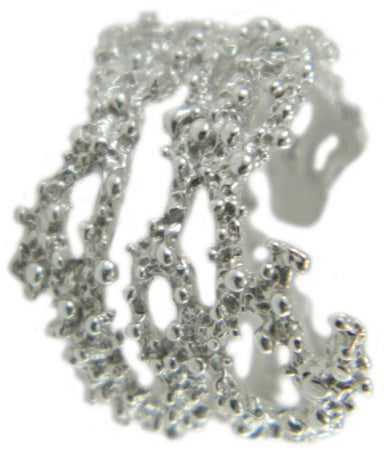 Anello filigrana sarda effetto ramo corallo argento a grani