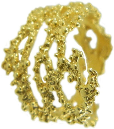Anello filigrana sarda effetto ramo corallo argento dorato a grani