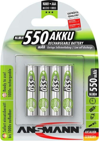 Ansmann-4x-Batterie-ricaricabili-mini-stilo-AAA---550-mAh-1,2-V