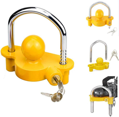 Antifurto Rimorchio Lucchetto per Traino Caravan Universale Gancio a Sfera 2 Key