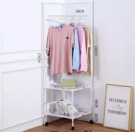 Appendiabiti Angolare In Metallo Con 2 Ripiani Multifunzione Bianco Casa e cucina/Organizzazione interni/Organizzazione guardaroba/Stand appendiabiti Trade Shop italia - Napoli, Commerciovirtuoso.it