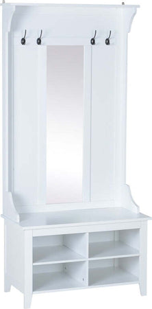 Appendiabiti-Attaccapanni-da-Terra-con-Specchio-Scarpiera-4-Ganci-Legno-80x40x170cm-Bianco-HU7831-226HU7