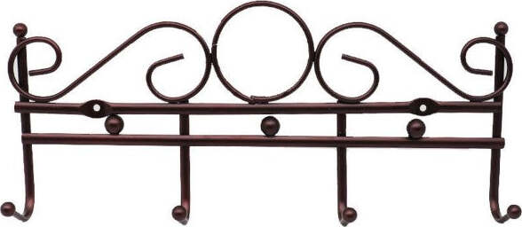 Appendiabiti-Attaccapanni-In-Metallo-Bronzato-A-Parete-4-Posti-Ganci-30x12-Cm