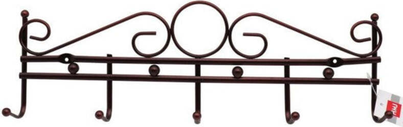 Appendiabiti-Attaccapanni-In-Metallo-Bronzato-A-Parete-5-Posti-Ganci-39x12-Cm