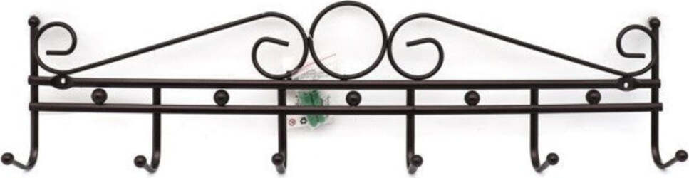 Appendiabiti-Attaccapanni-In-Metallo-Bronzato-A-Parete-6-Posti-Ganci-48x12-Cm