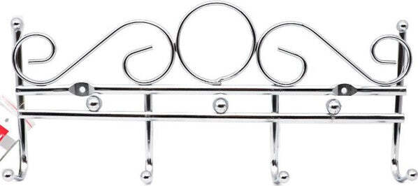 Appendiabiti-Attaccapanni-In-Metallo-Colore-Silver-A-Parete-4-Posti-Ganci-30x12