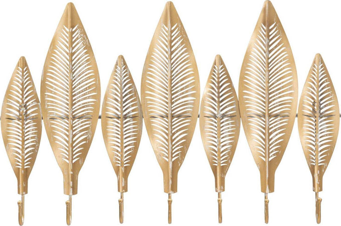 Appendiabiti-da-parete-foglie-struttura-in-metallo-color-oro-con-7-ganci-per-interni