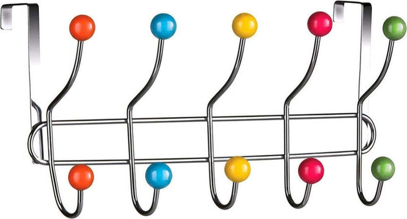 Appendiabiti-Da-Porta-Con-10-Ganci-E-Pomelli-Multicolore-Gancio-Dietro-Porta