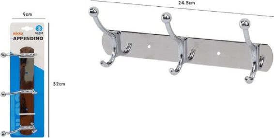 Appendino-Appendi-Abiti-Multiuso-Con-3-Ganci-Finitura-Cromo-Lucido-24,5-Cm-52670
