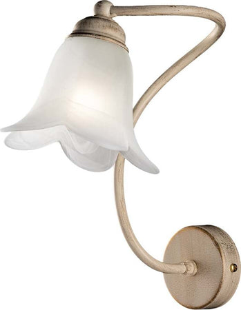 Applique-1-Luce-Alice-Ferro-Battuto-Avorio-E-Oro-Vetro-Bianco