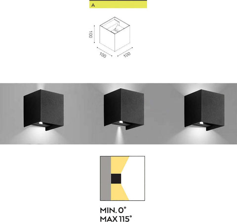 Applique-alluminio-Gea-Led-HENK-Q-GES863C-LED-IP54-3000°K-fascio-regolabile-lampada-parete-biemissione-moderna-cubo-esterno