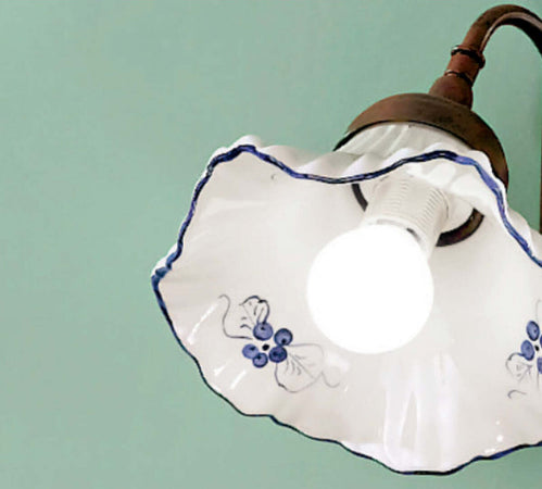 Applique-classica-Due-P-illuminazione-ANNA-AP1-E14-LED-metallo-ceramica-lampada-parete