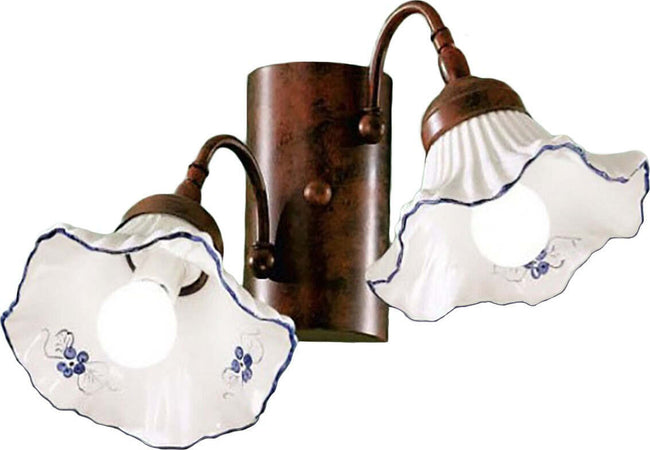 Applique-classica-Due-P-illuminazione-ANNA-AP2-E14-LED-metallo-ceramica-lampada-parete