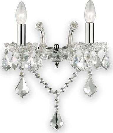 Applique-Classica-Florian-Metallo-Cristallo-Cromo-2-Luci-E14