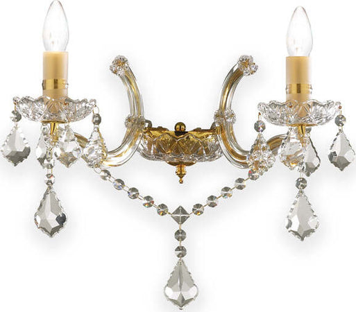 Applique-Classica-Florian-Metallo-Cristallo-Oro-2-Luci-E14
