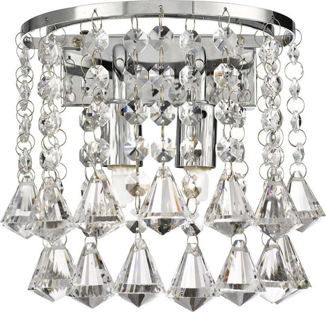Applique-Classica-Hanna-Acciaio-Cromo-Vetro-Trasparente-2-Luci-G9