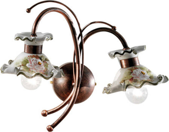 Applique-Classica-Milano-Metallo-E-Ceramica-Nero-Sfumato-Rame-2-Luci-E14