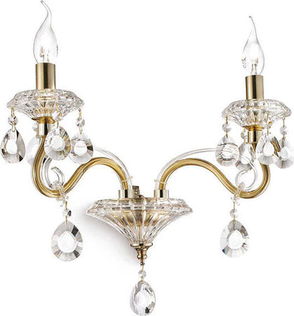 Applique-Classica-Negresco-Metallo-Cristallo-Oro-2-Luci-E14