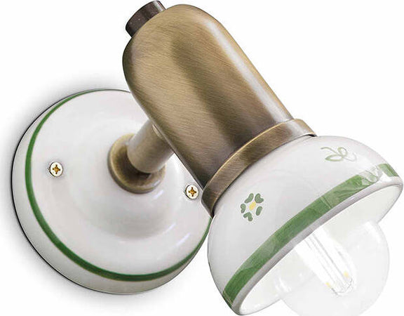 Applique-Classica-Savona-Ceramica-E-Ottone-Brunito-Decorato-1-Luce-E14