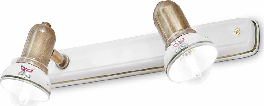 Applique-Classica-Savona-Metallo-E-Ceramica-Ottone-Brunito-2-Luci-E14