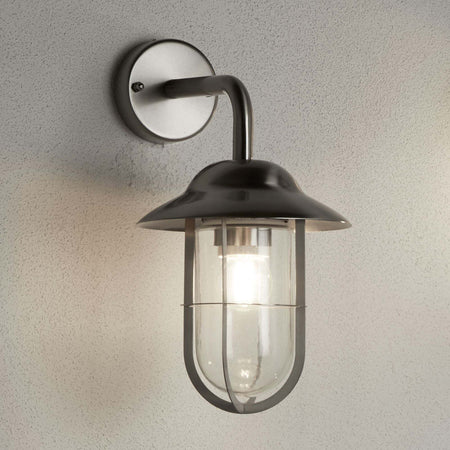 Applique-Classica-Toronto-Gabbia-Acciaio-Argento-Vetro-Trasparente-1-Luce-E27