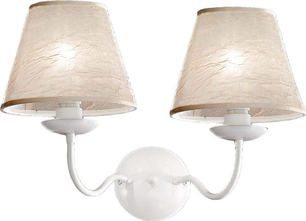 Applique-classico-Due-P-illuminazione-2597-AP2-CP-E14-LED-metallo-tessuto-lampada-parete