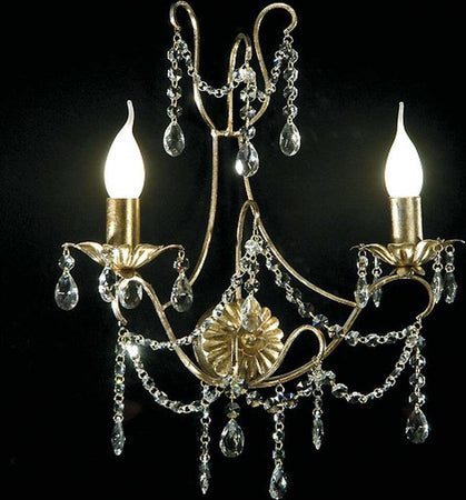 Applique-classico-Flami-illuminazione-IRIDE-6980-A2F-E14-LED-metallo-cristallo-lampada-parete