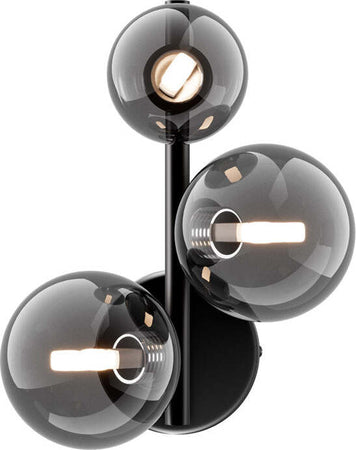 Applique-Contemporanea-Dallas-Metallo-Nero-3-Luci-Diffusore-Vetro-Specchiato