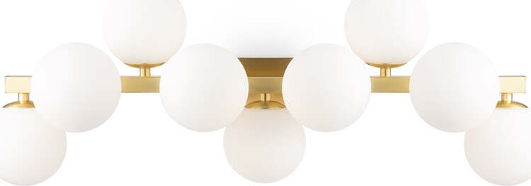 Applique-Contemporanea-Dallas-Metallo-Oro-9-Luci-Diffusori-Bianco