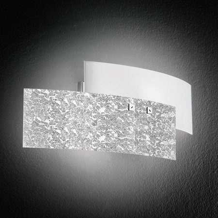 Applique-Contemporanea-Lara-Metallo-Cromo-E-Vetro-Foglia-Argento-2-Luci-E14
