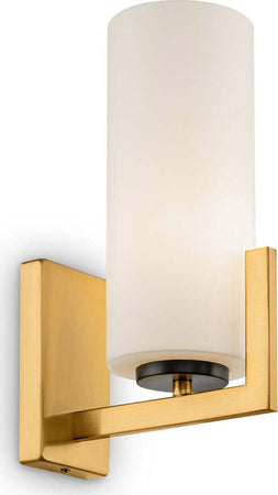 Applique-Contermporanea-Fortano-1-Luce-Metallo-Ottone-Diffusore-Vetro-Bianco