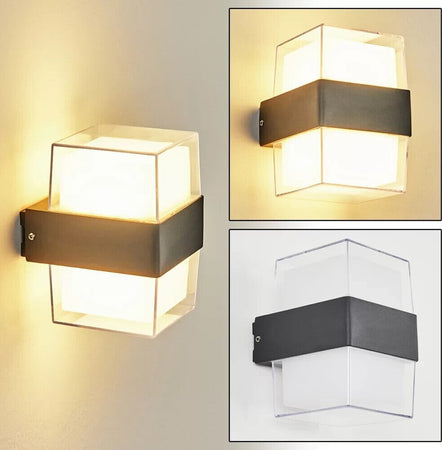 Applique-da-Parete-LED-12-Watt-220V-Lampada-NERA-3-colori-luce-DA-ESTERNO-IP65