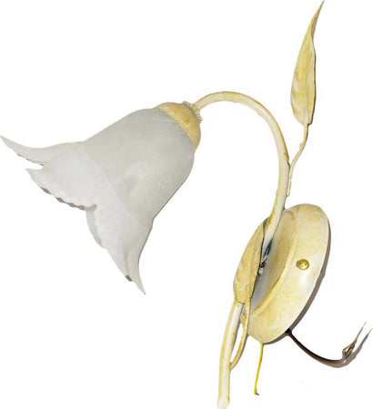 Applique Da Parete Novecento Modello Cayma Applique Fiore Con Corolla in Vetro E Struttura in Metallo Avorio per Lampadina E27 Illuminazione/Illuminazione per interni/Illuminazioni per pareti/Applique Ideart - Valdilana, Commerciovirtuoso.it