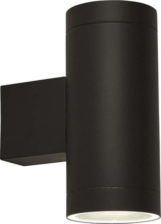 Applique-Esterno-Contemporanea-Rochester-Acciaio-Nero-Vetro-Bianco-2-Luci-Gu10